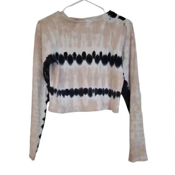 GB Giani Bernini Girl's Tan/Navy Cotton/Spandex Cropped Long Sleeve T-Shirt - Picture 7 of 9